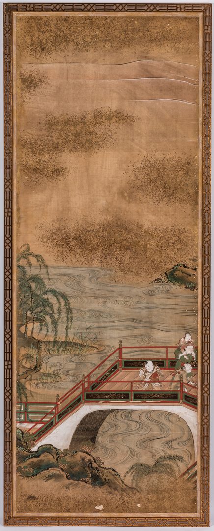 Lot 23: 4 Chinese Watercolor on Silk Panels