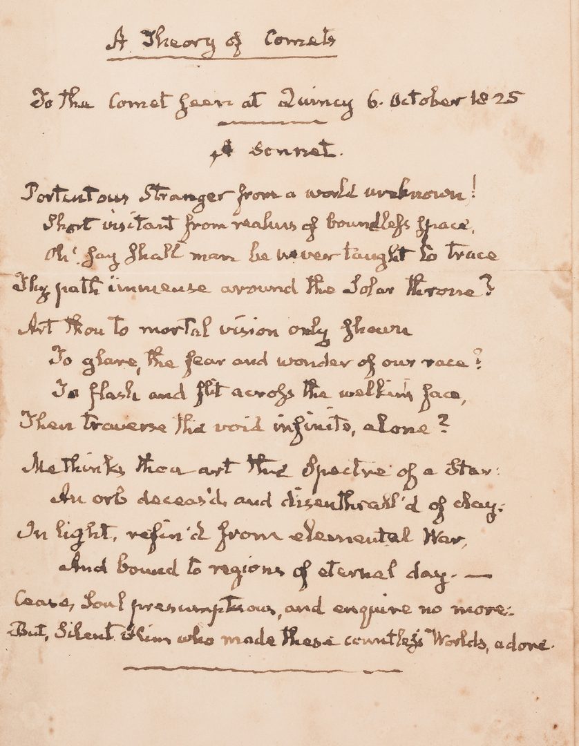 Lot 252: John Q. Adams Handwritten Poem in Album