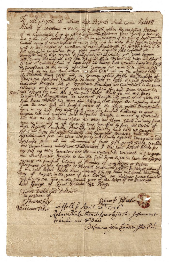 Lot 273: 5 Colonial Documents, inc. S. M. Mitchell Letter