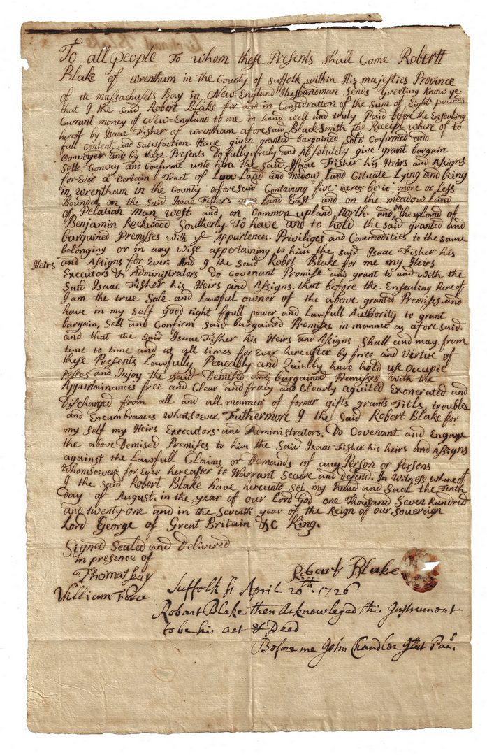 Lot 273: 5 Colonial Documents, inc. S. M. Mitchell Letter