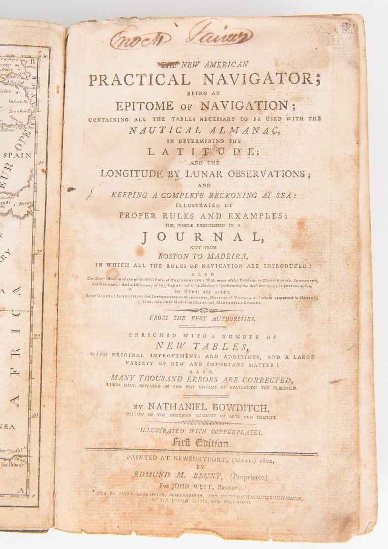 Lot 277: Marshall Family, Bowditch, New American Practical Navigator, 1802