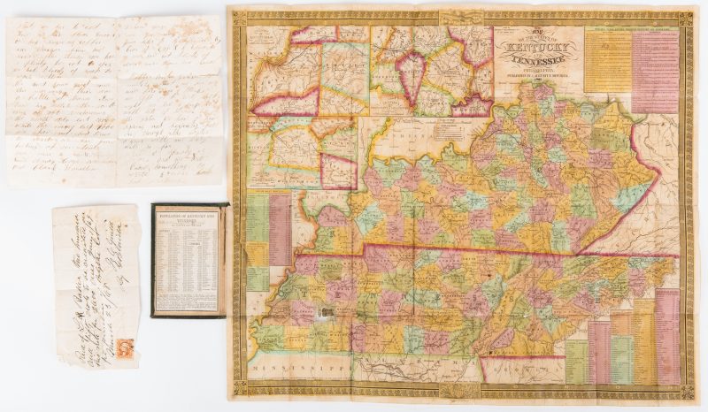 Lot 280: KY/TN Map, Civil War letter, Receipt, 3 items