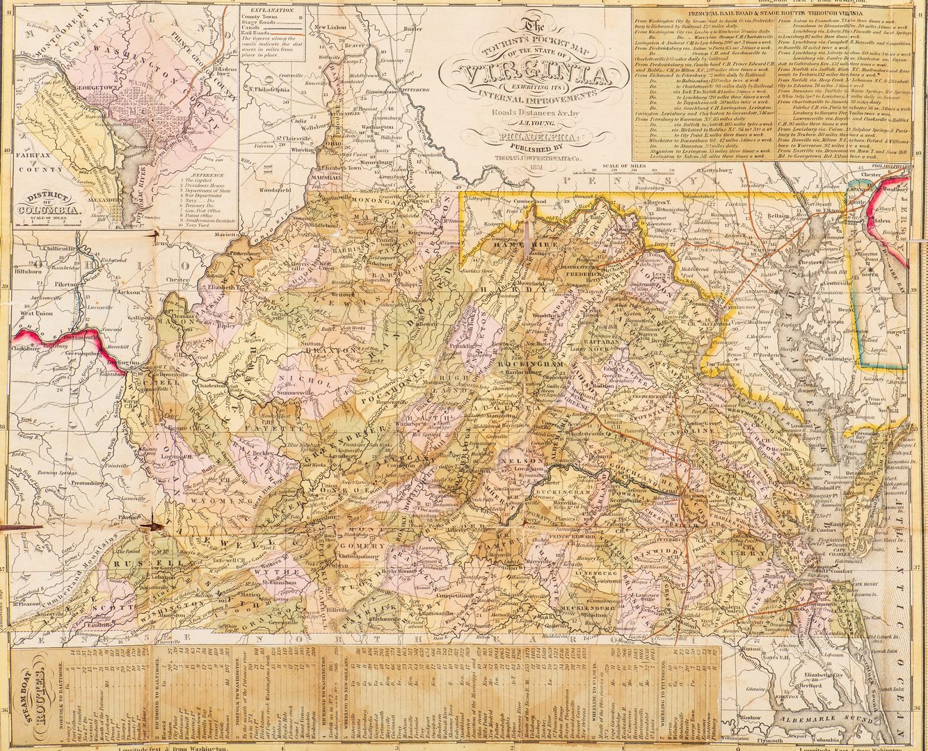 Lot 281: Mitchell 1851 Pocket Map of VA | Case Auctions