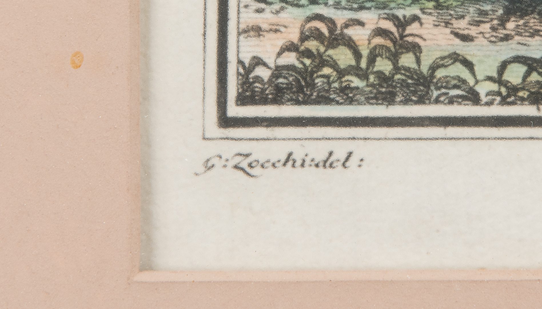 Lot 298: Pair Zocchi Italian castle engravings