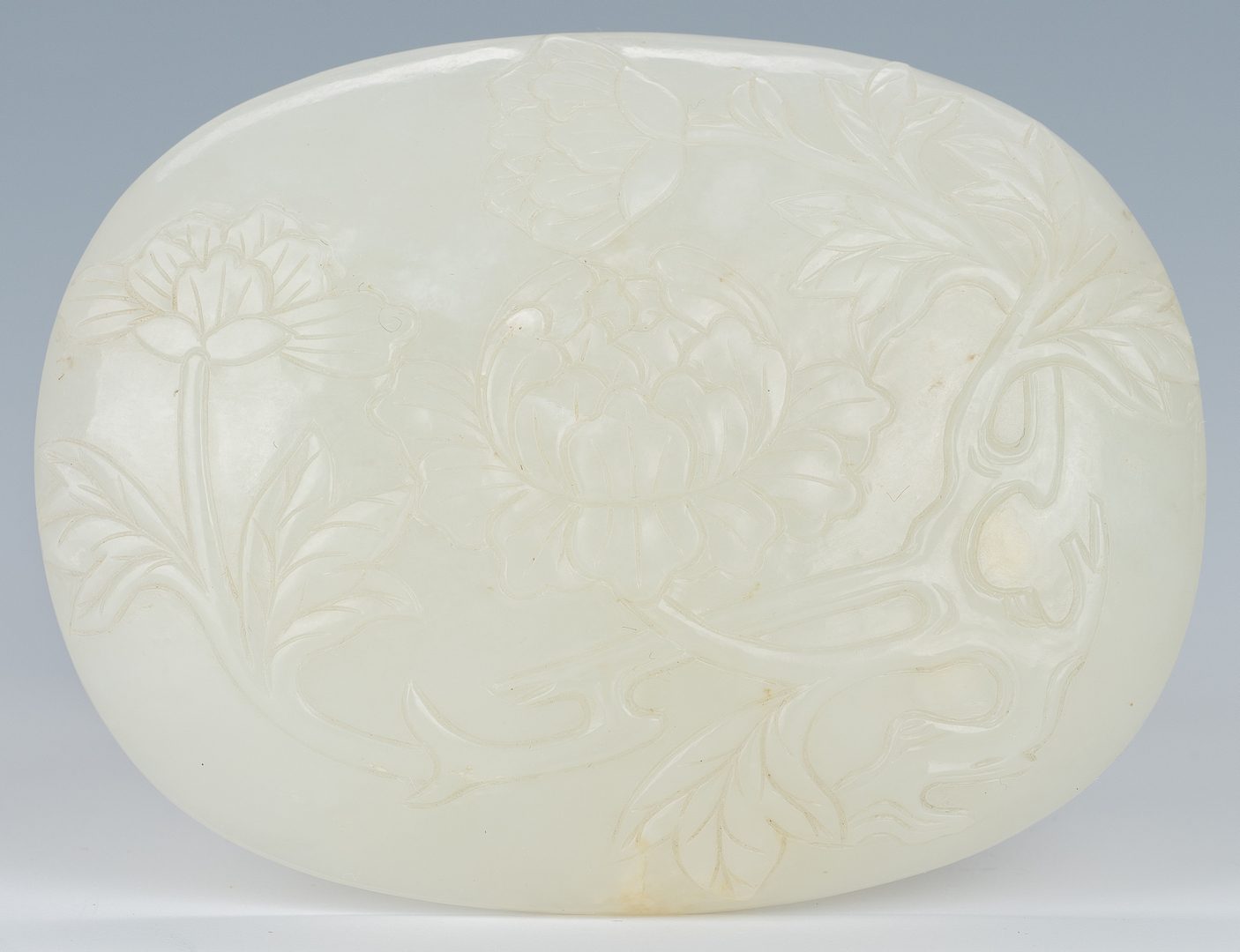 Lot 2: Carved Oval Chinese White Jade Buckle