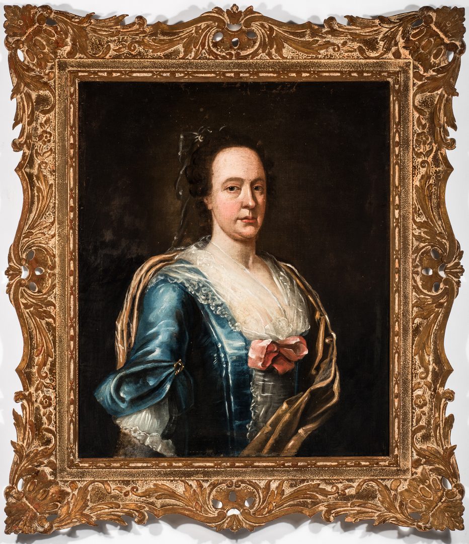 Lot 303: 18th Cent. Continental Portrait, Lady in Blue