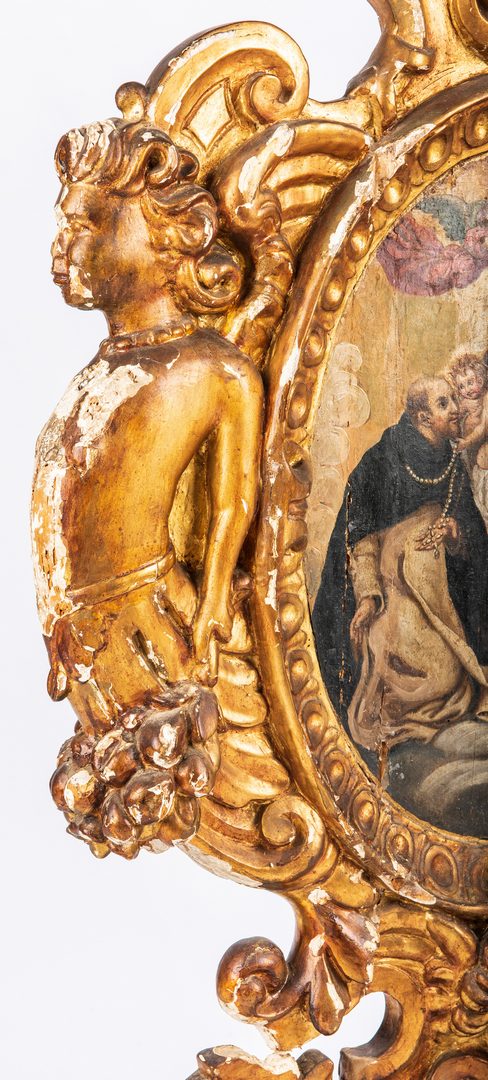 Lot 305: Carved Giltwood Reliquary, oil on panel of St. Mary