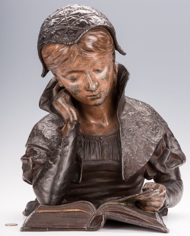 Lot 342: Louis Hottot Sculpture, Young Girl Reading
