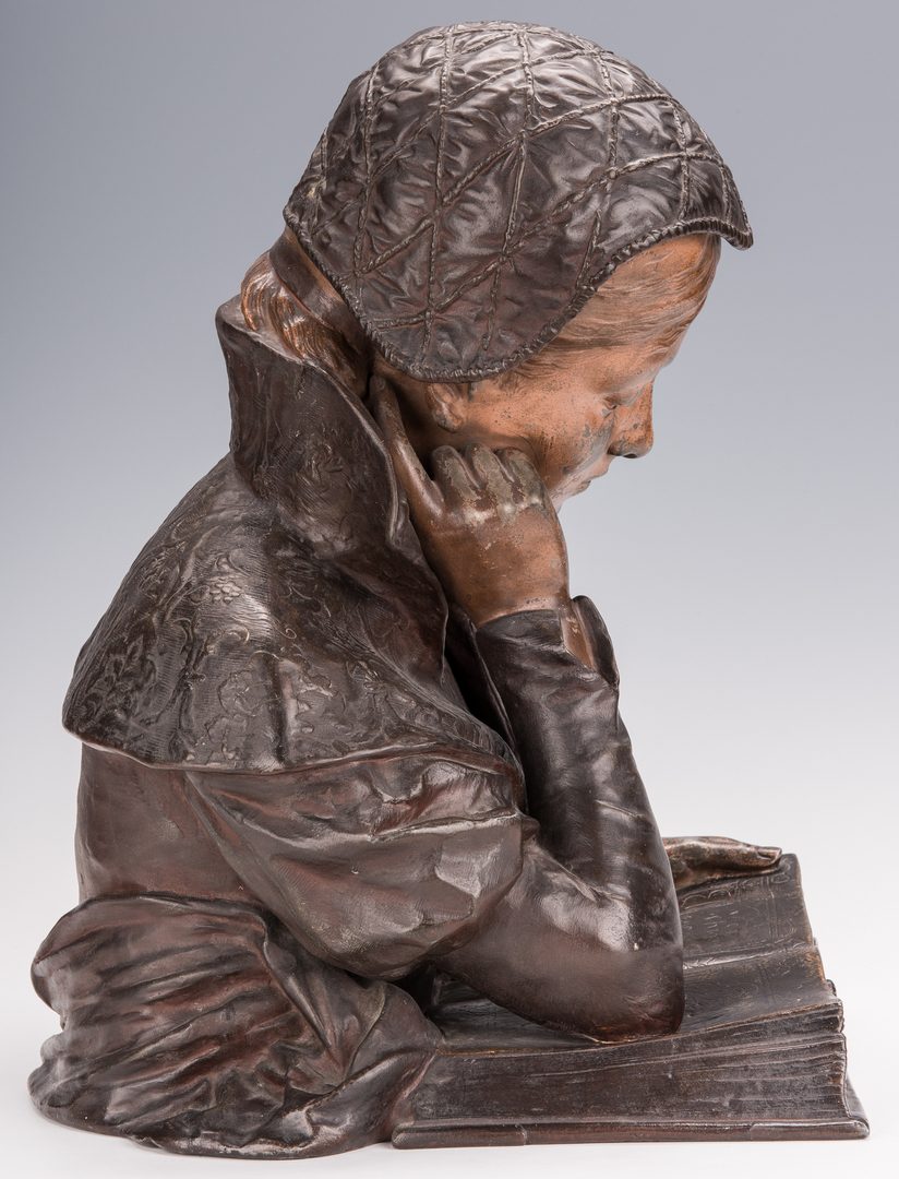 Lot 342: Louis Hottot Sculpture, Young Girl Reading