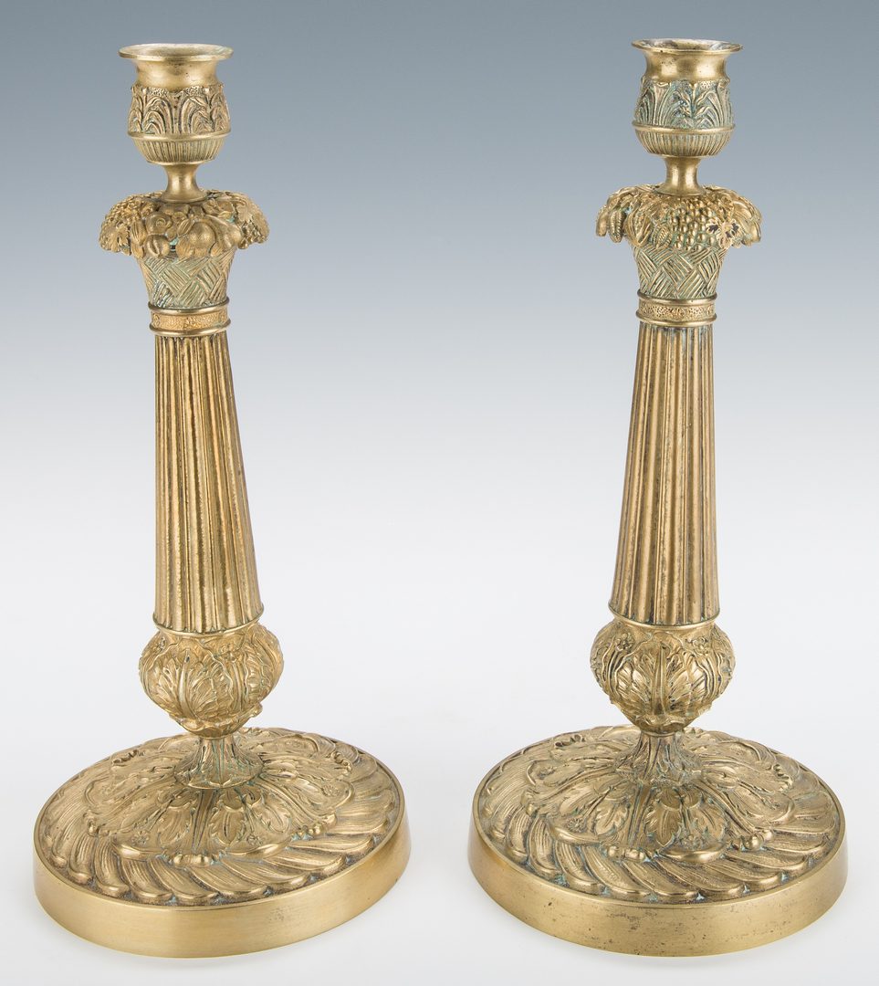 Lot 344: Pair French Gilt Bronze Candlesticks
