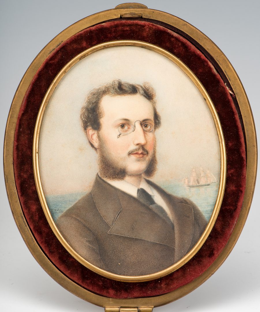 Lot 349: Attr. Theodor Rabe, Miniature portrait, possibly a ship captain
