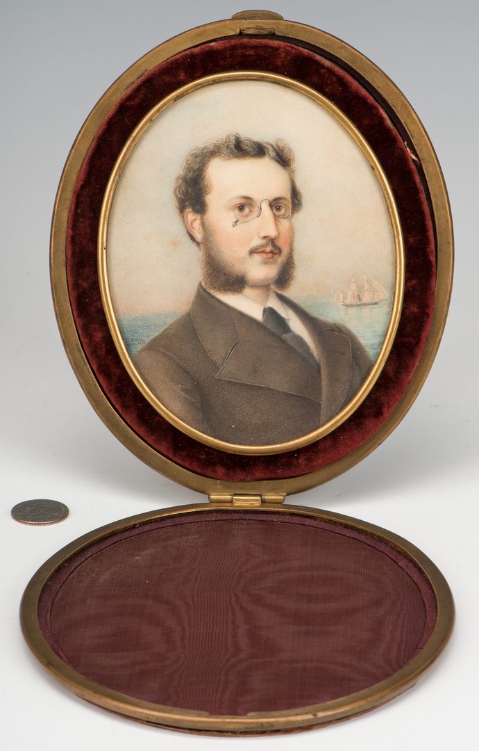 Lot 349: Attr. Theodor Rabe, Miniature portrait, possibly a ship captain