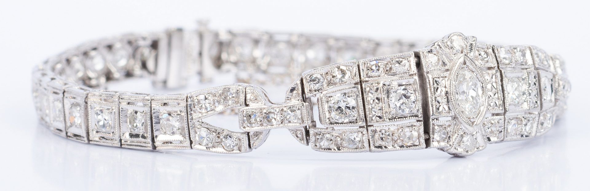 Lot 34: Art Deco Platinum Diamond Bracelet