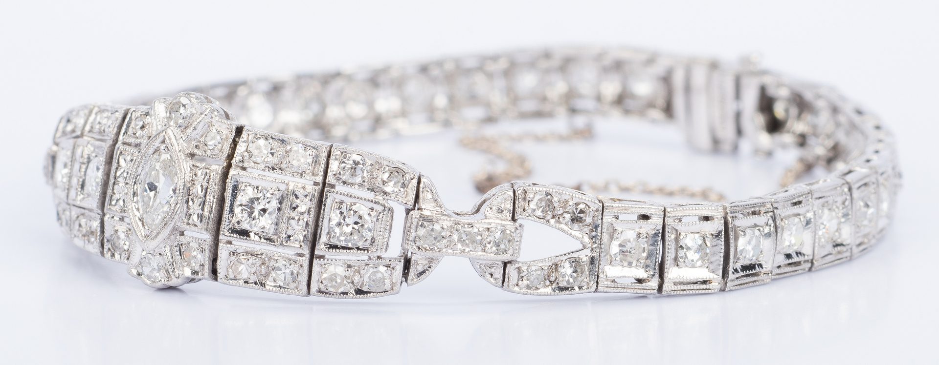 Lot 34: Art Deco Platinum Diamond Bracelet