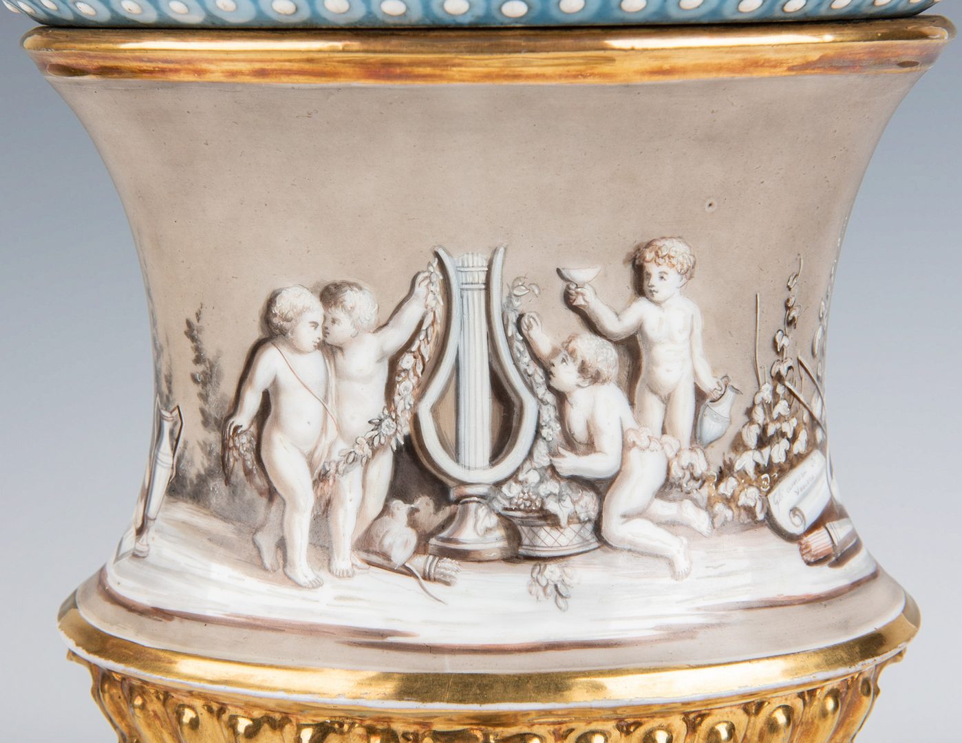 Lot 353: Pair Neoclassical Figural Urns