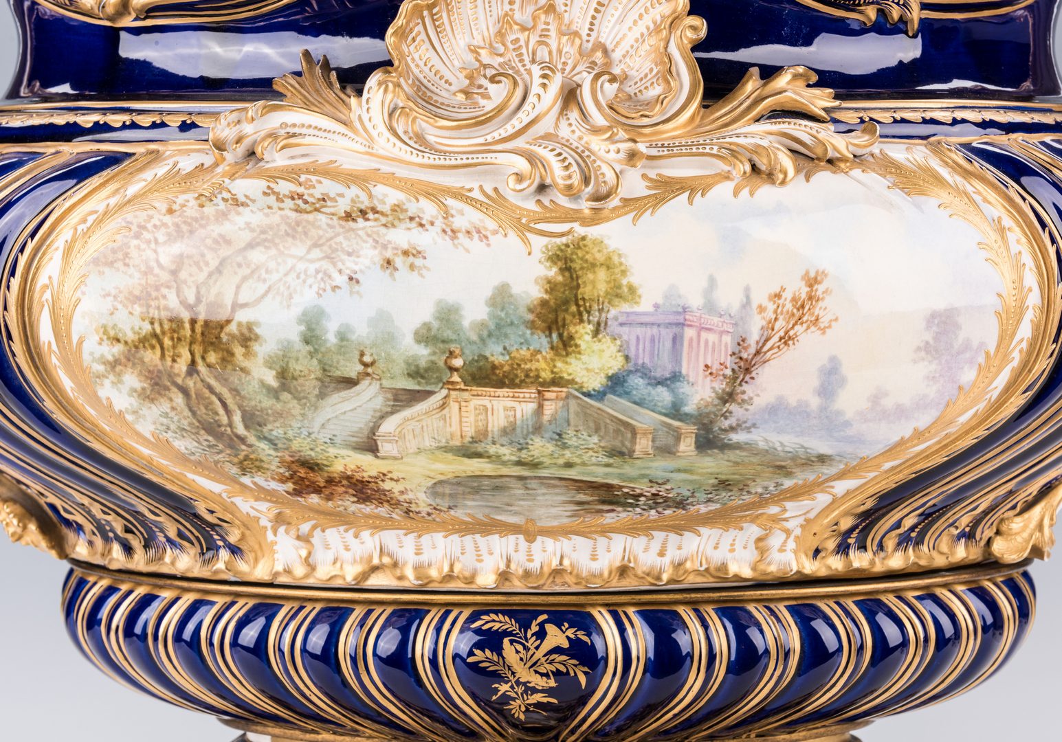 Lot 354: Grand Sevres Style Porcelain Jardiniere