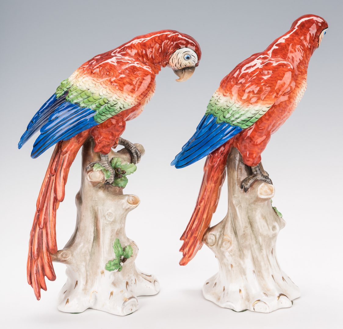 Lot 359: Pair of Continental Porcelain Parrots