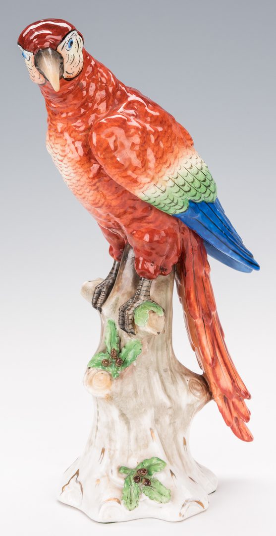 Lot 359: Pair of Continental Porcelain Parrots