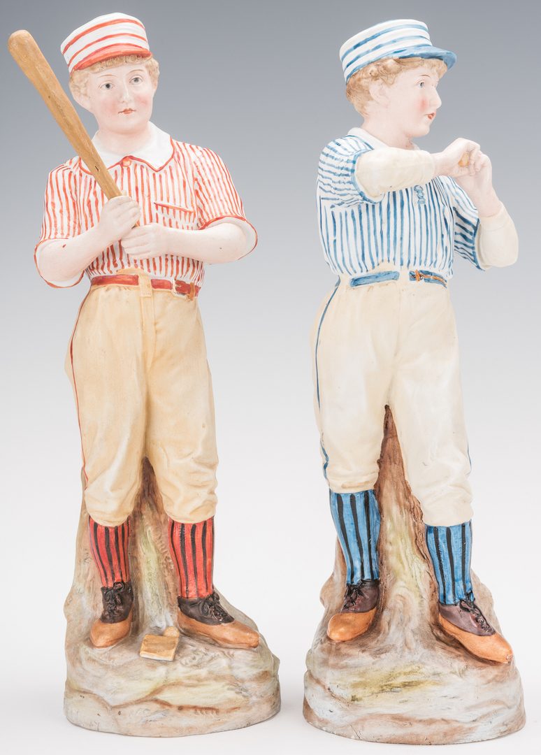 Lot 360: Pr. of German Heubach Porcelain Baseball Figures
