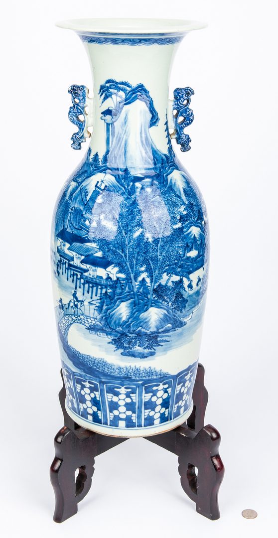 Lot 370: Asian Blue and White Floor Vase, Hawthorne
