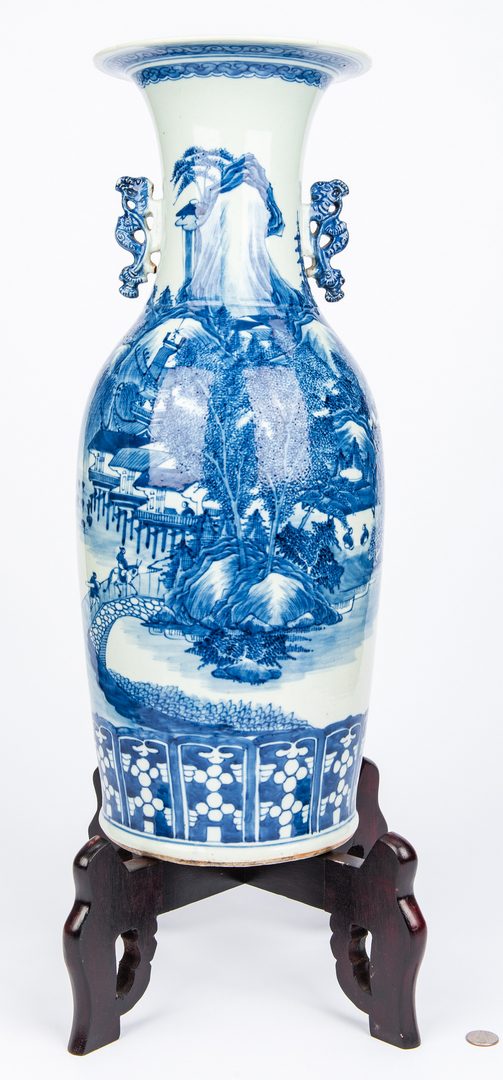 Lot 370: Asian Blue and White Floor Vase, Hawthorne