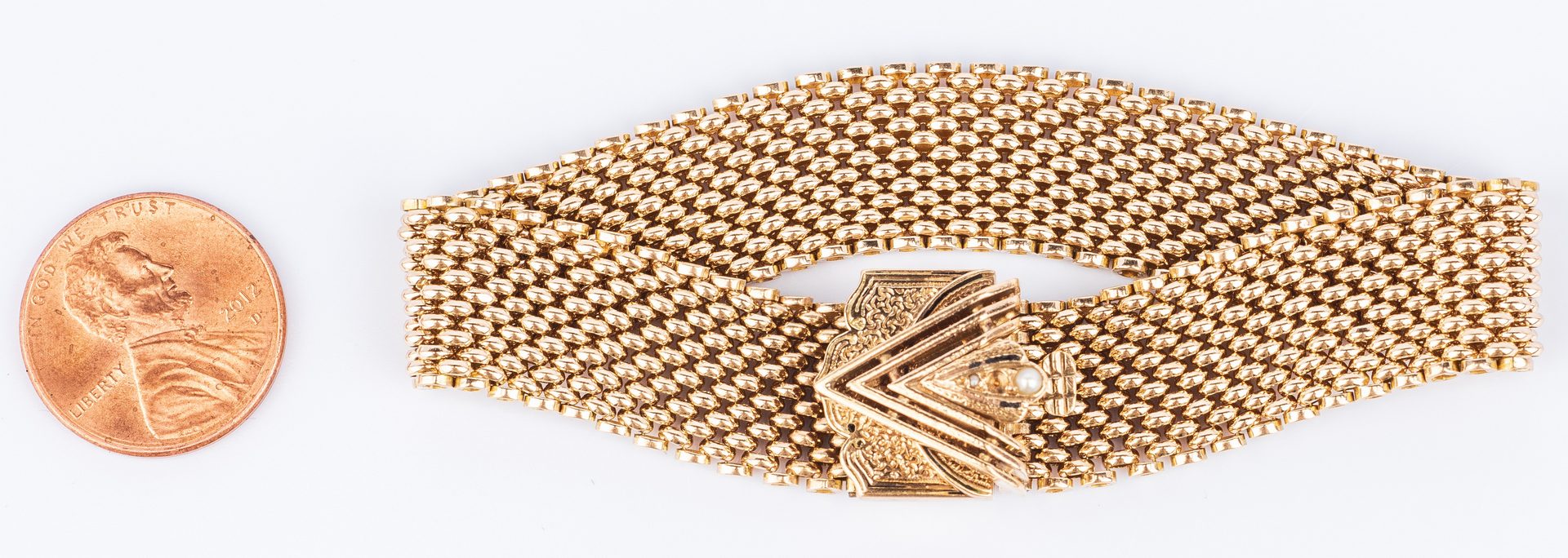 Lot 38: Gold mesh necklace and bracelet, Art Deco style
