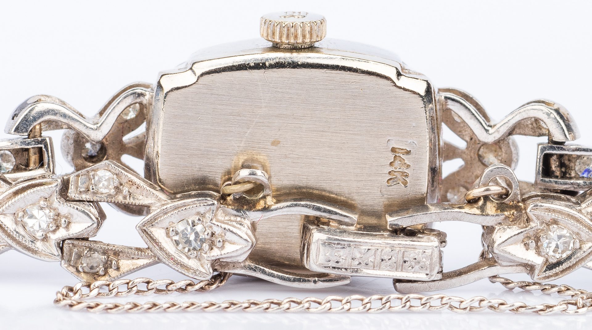 Lot 394: Ladies 14K Diamond Bracelet Watch