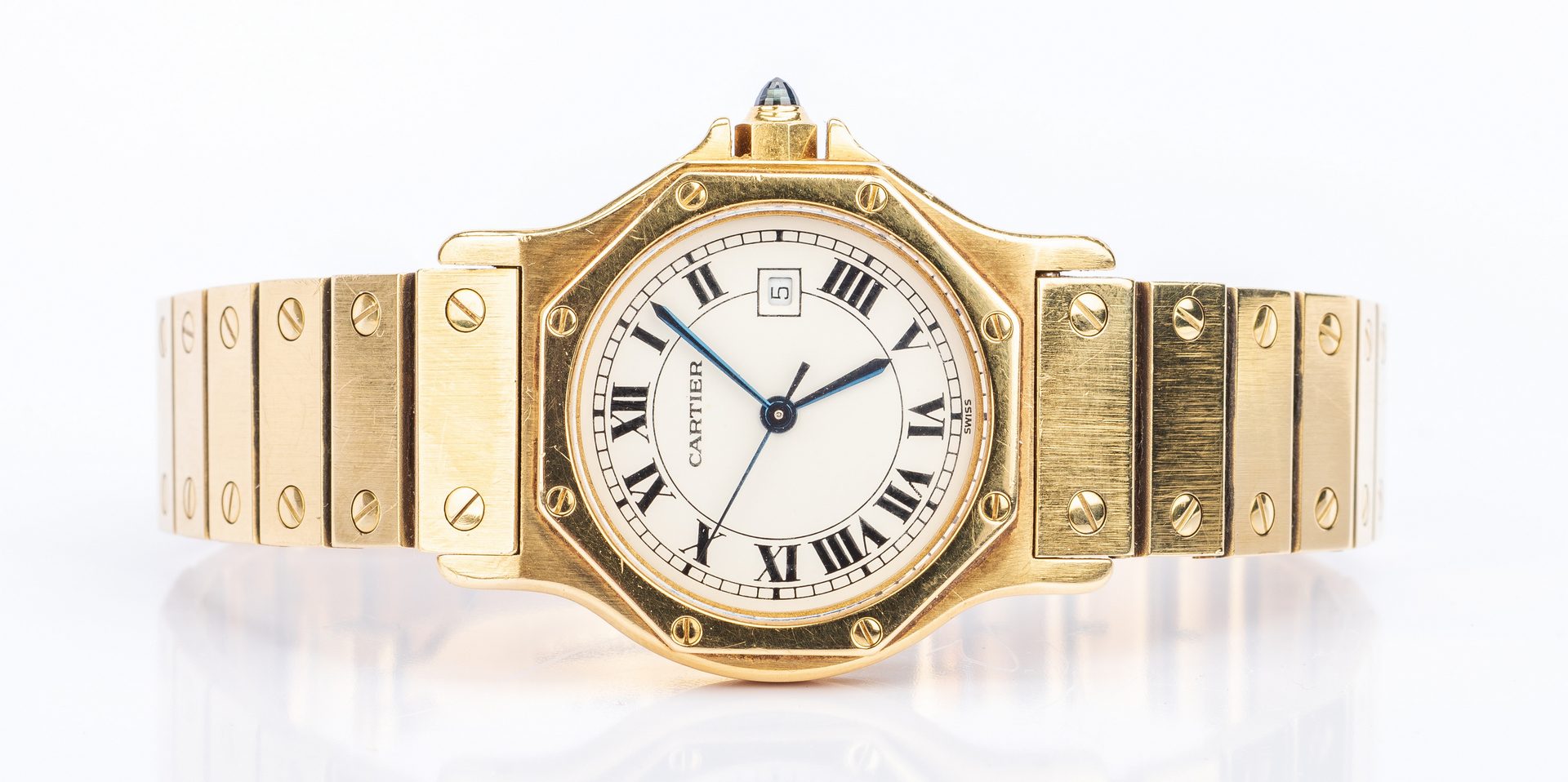 Lot 39: Unisex 18K Cartier Santos Octagon Watch