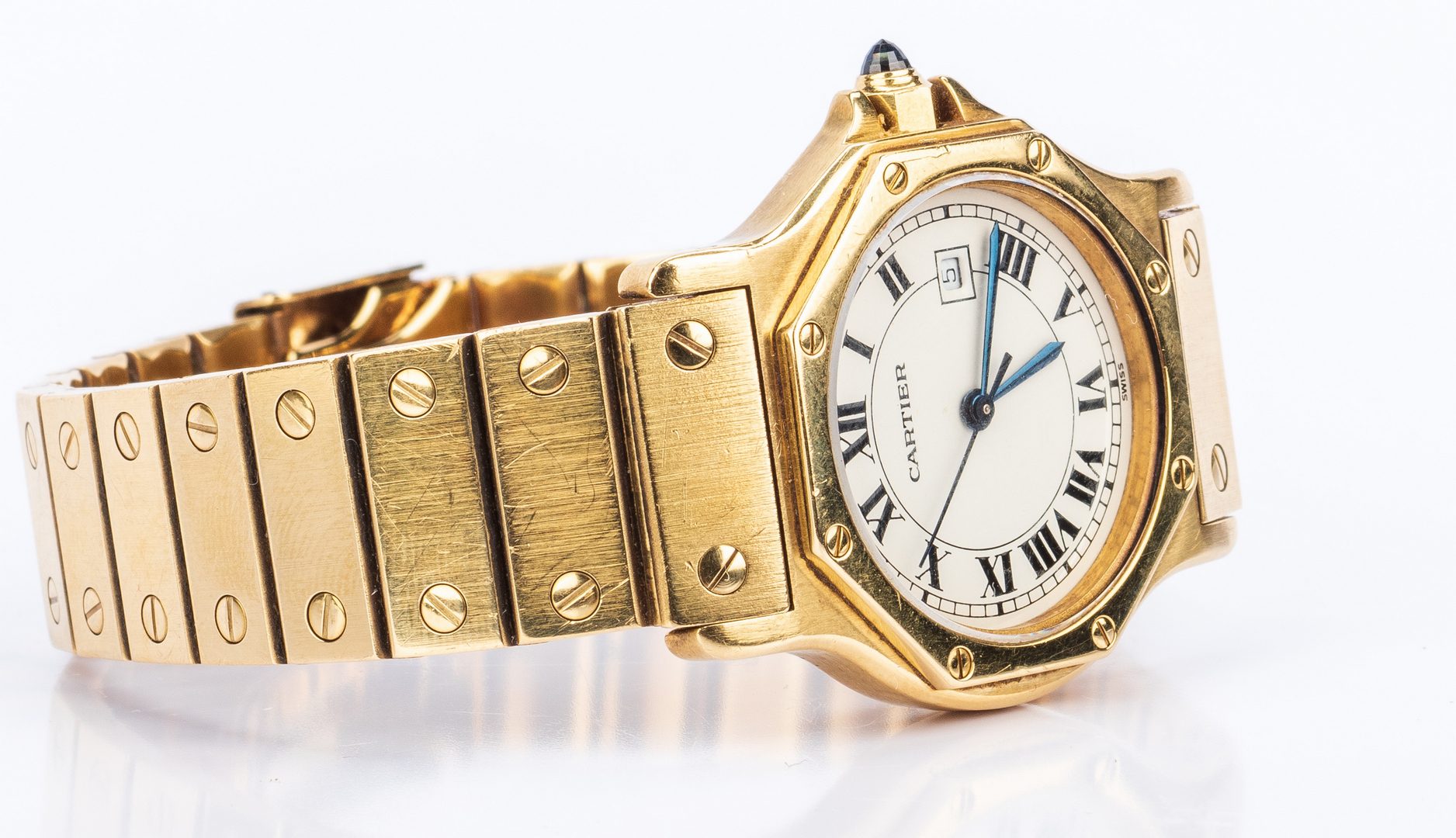 Lot 39: Unisex 18K Cartier Santos Octagon Watch