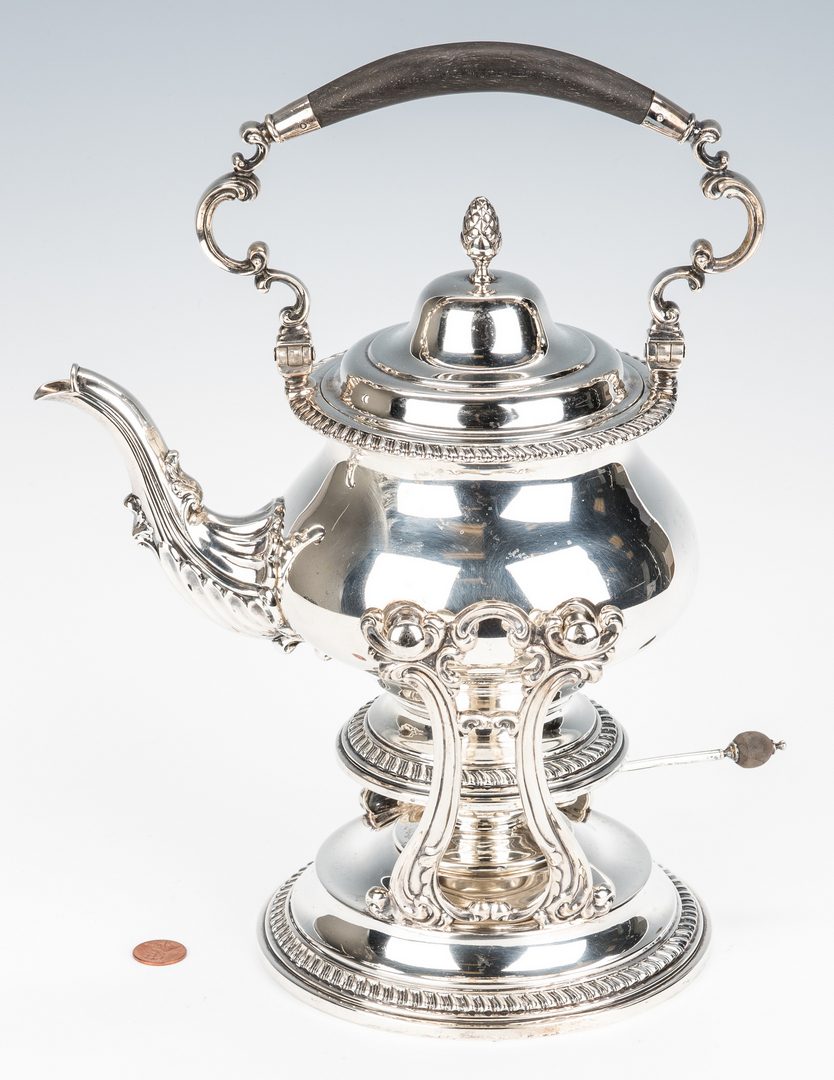 Lot 414: Gebelein Sterling Tea Kettle on Stand