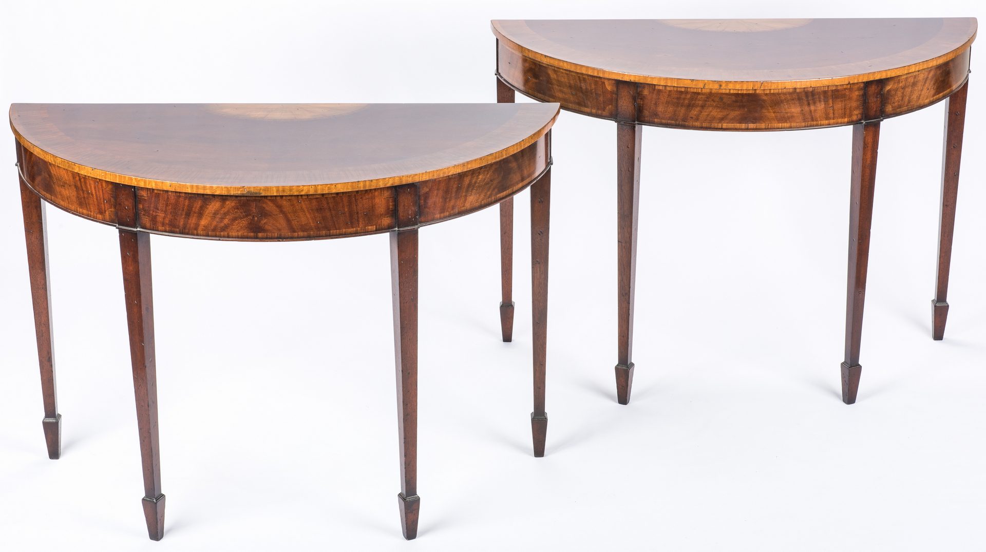 Lot 437: Pair of Georgian style Demilune Tables