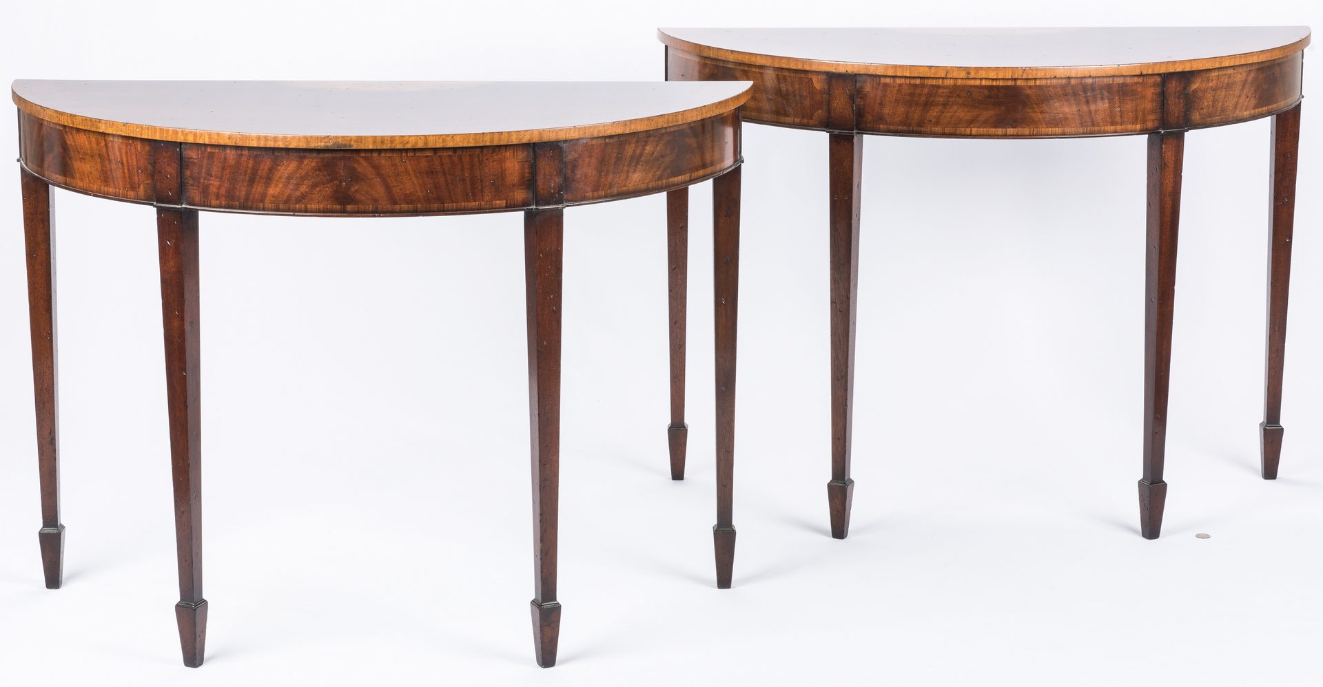 Lot 437: Pair of Georgian style Demilune Tables