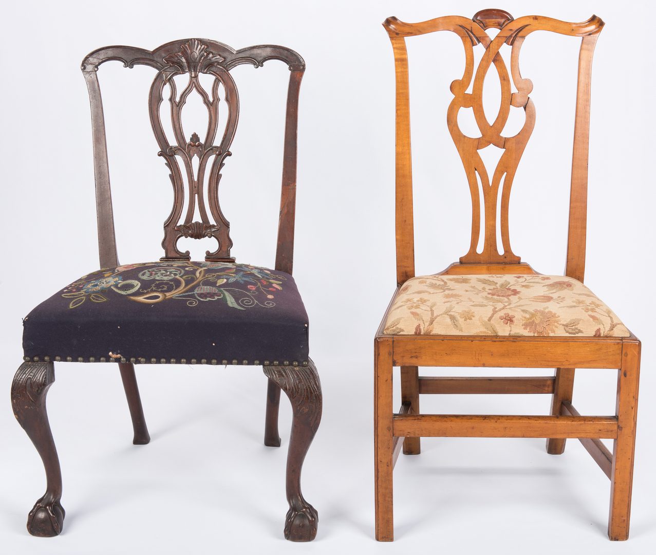 Lot 447: Two American Chippendale Side Chairs, 18th c.