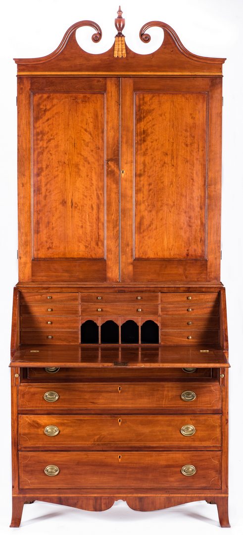 Lot 448: PA Cherry Federal Desk and Bookcase