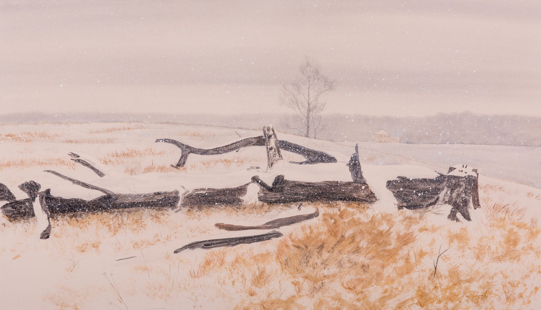 Lot 460: Jeff W. Chumley Watercolor on Paper Snow Scene
