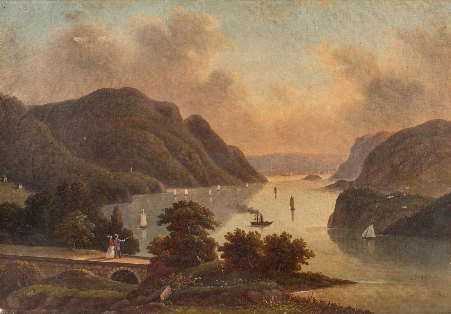 Lot 466: Hudson River landscape, manner of De Grailly