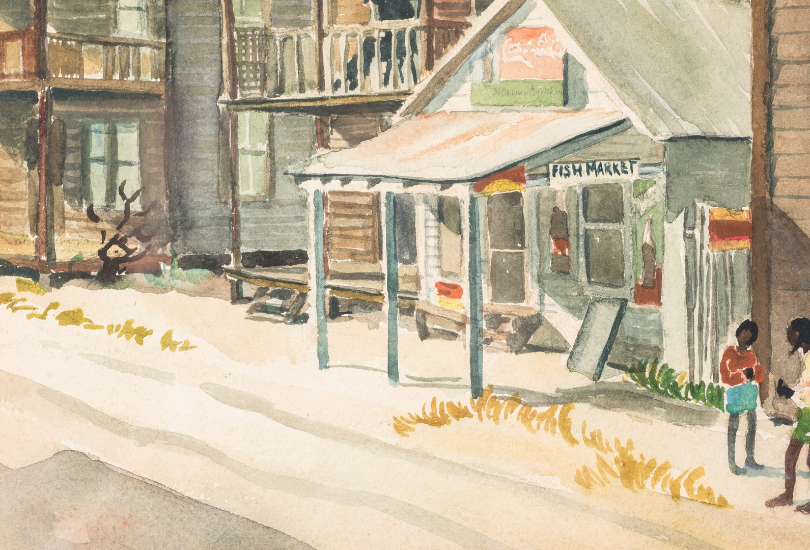 Lot 477: 2 Harry Shaw Watercolor Street Scenes, incl. Fish Market