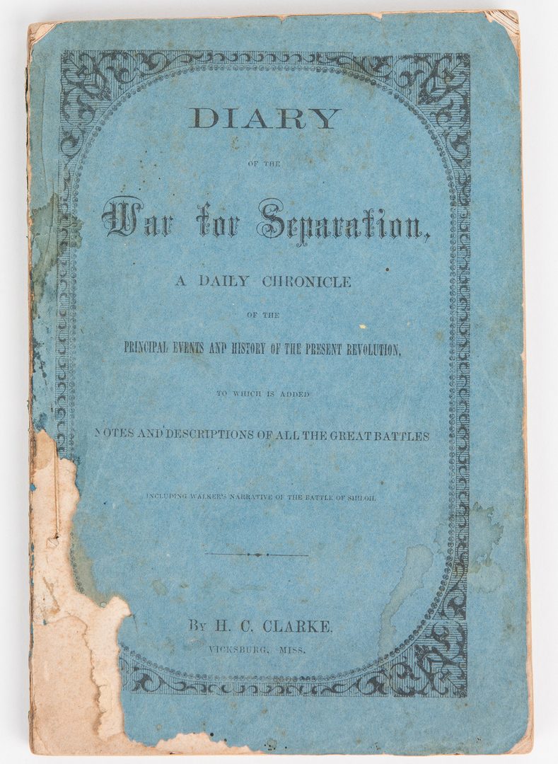 Lot 490: H.C. Clarke, Diary of the War for Separation, 1862