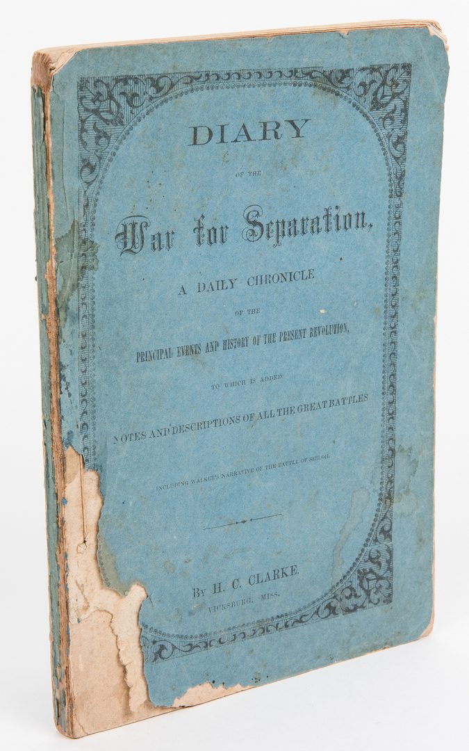 Lot 490: H.C. Clarke, Diary of the War for Separation, 1862