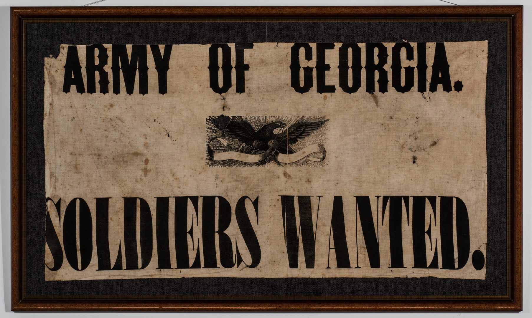 Lot 494: Army of GA Soldiers Wanted Banner, circa 1864
