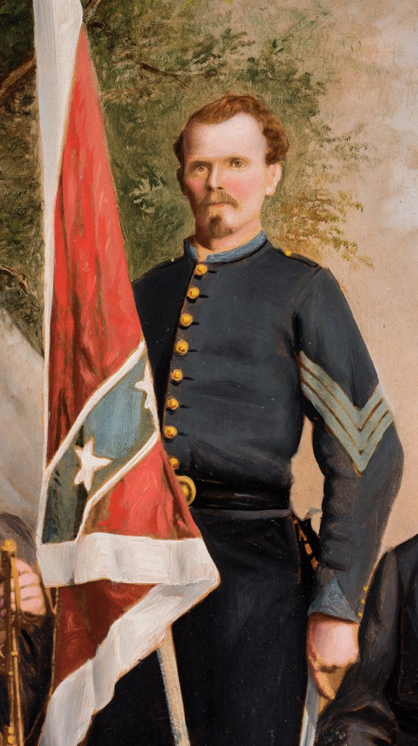 Lot 502: Large Civil War Handpainted Photograph, 3 Confederate Officers