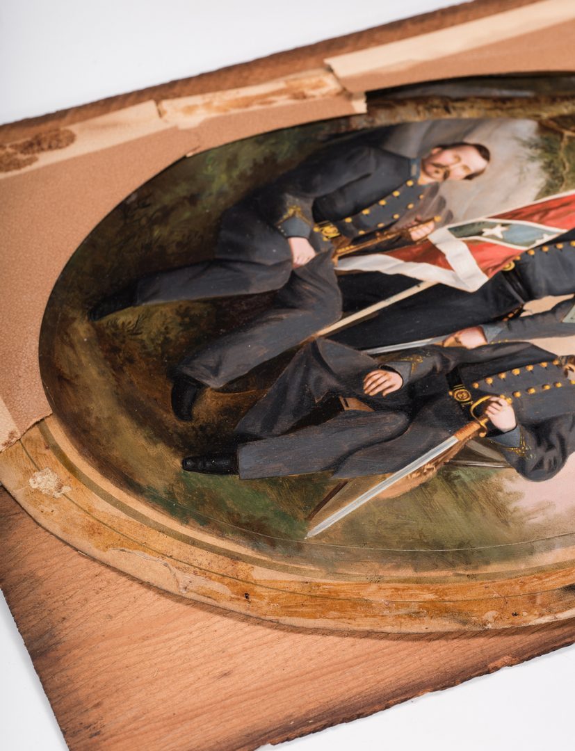 Lot 502: Large Civil War Handpainted Photograph, 3 Confederate Officers