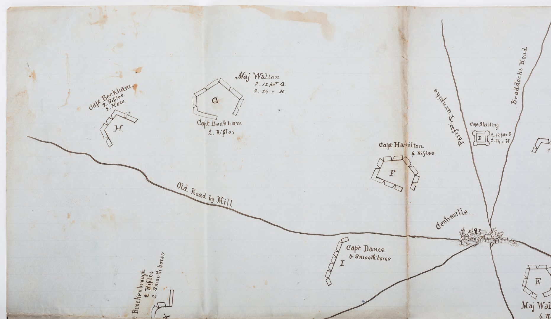 Lot 505: Civil War CSA Pre Battle of Bull Run Artillery Position Map