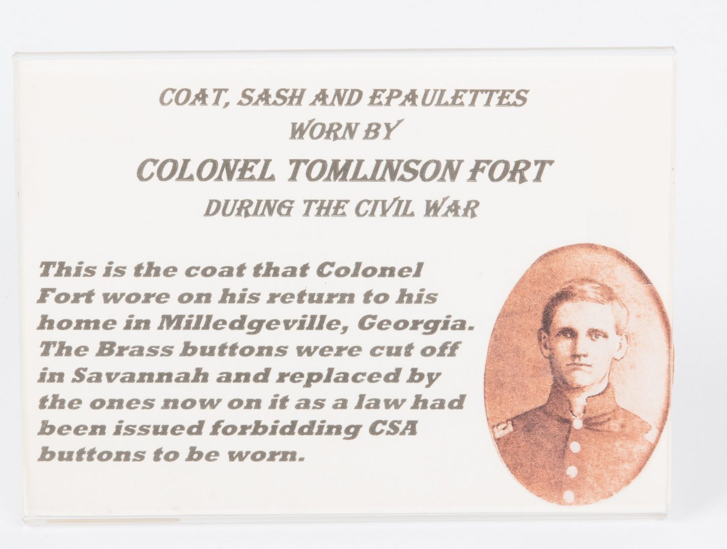 Lot 506: Colonel Tomlinson Fort CSA Civil War Shell Jacket, 4 items