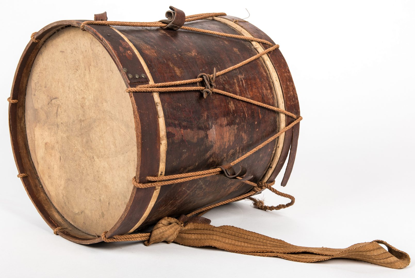 Lot 514: Civil War Era Drum with Leather Spacers