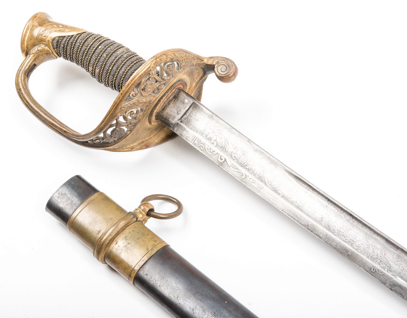 Lot 527: Civil War Ames Model 1850 Foot Officer's Sword w/ Scabbard