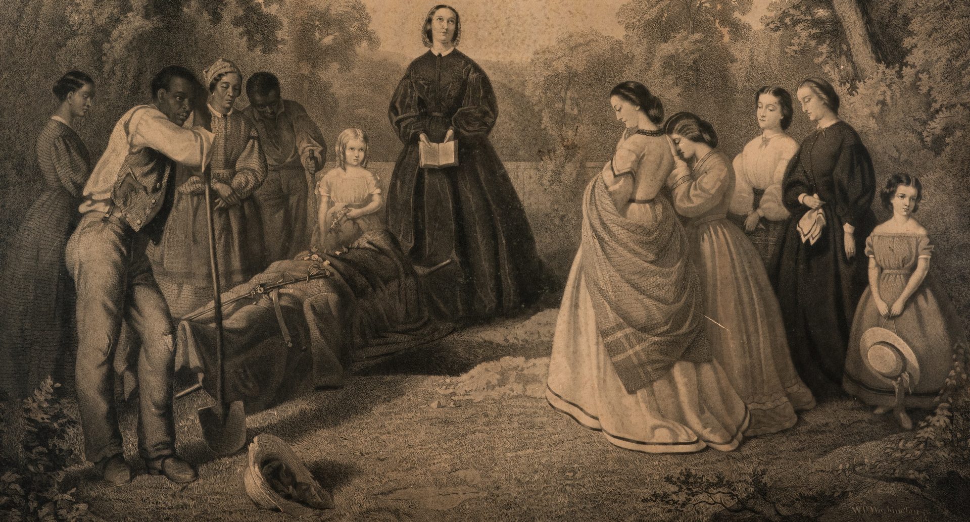Lot 536:  Burial of Latane engraving, 19th c.