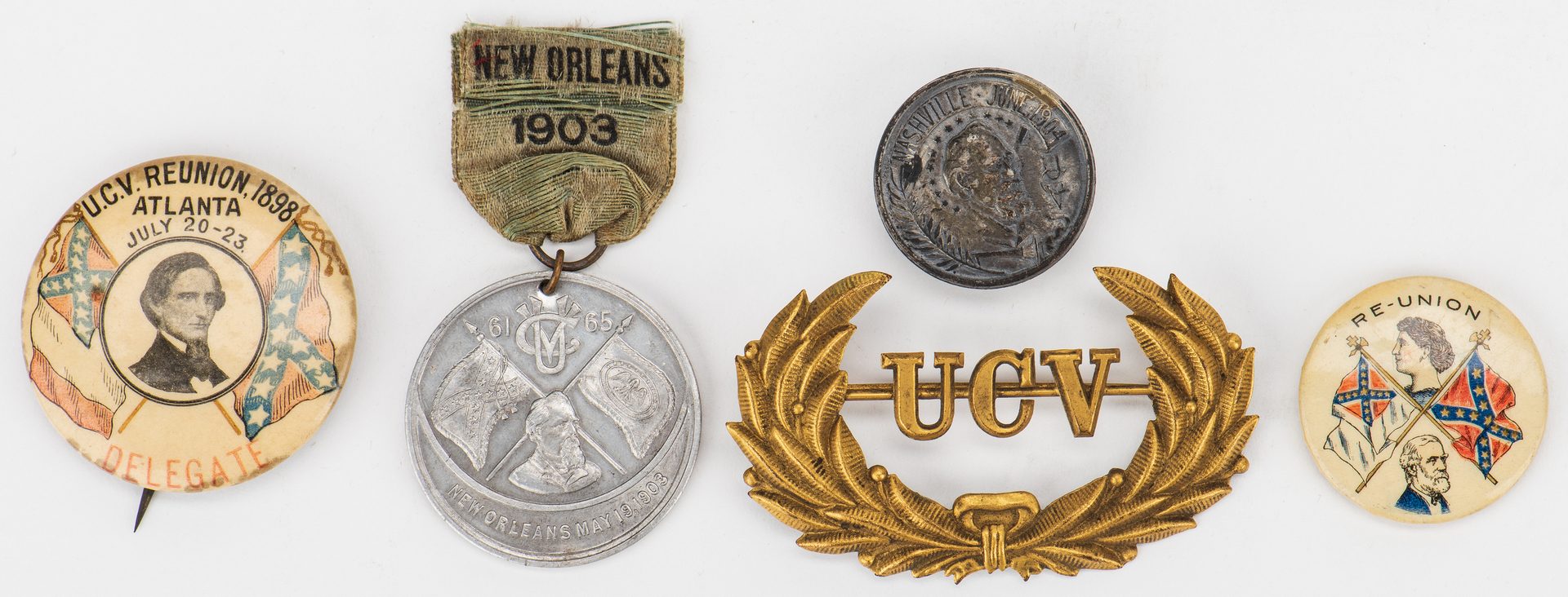 Lot 547: 9 UCV Ribbons, Badges, Buttons