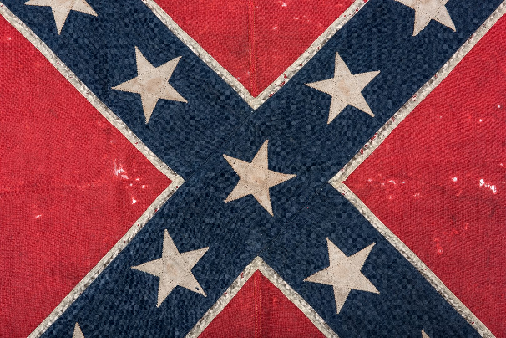 Lot 551: Square Confederate Southern Cross Reunion Flag | Case Antiques