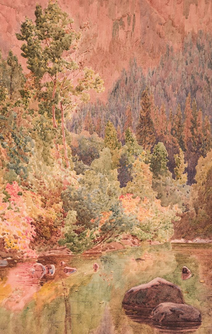 Lot 555: Gunnar Widforss Forest Landscape Watercolor